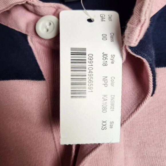 J Crew Always Rugby Dress NWT Women XXS Pink Navy Striped Long Sleeve J0518 - Picture 3 of 6